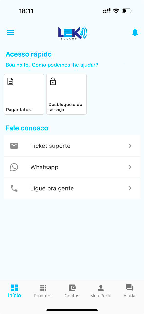 Tela do aplicativo L2K