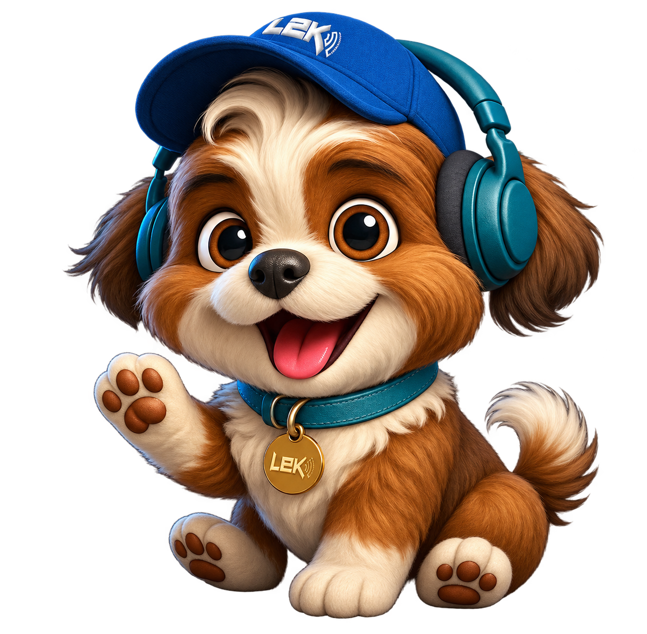 Mascote da L2K com fones de ouvido